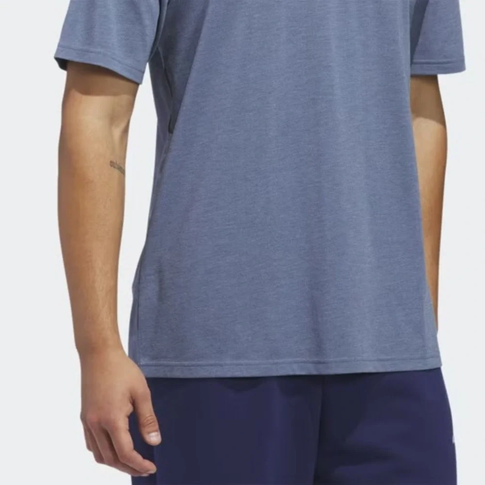 adidas Mens Short Sleeve Badge of Sport Logo Tee Blue Large NEW
